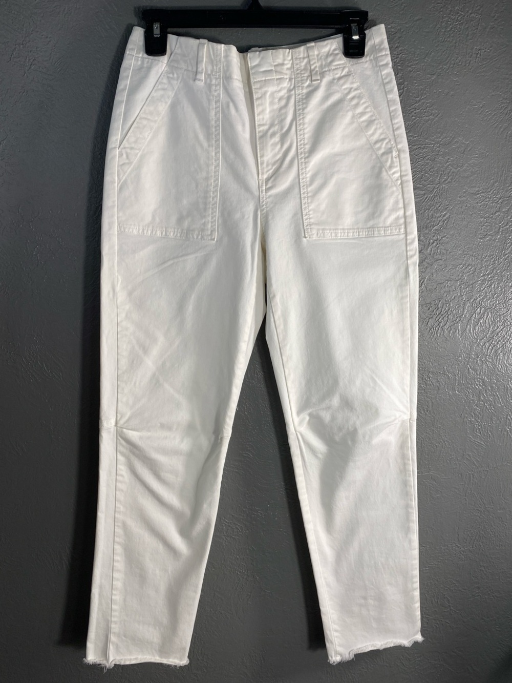 Banana Republic Girlfriend Authentic Chino Womens 2 White Utility Raw Hem Pants